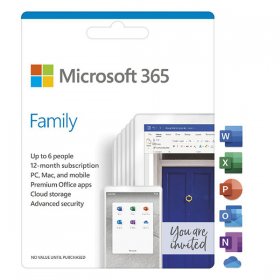 Microsoft Office 365 Family, 6 Users 1 Year Subscription