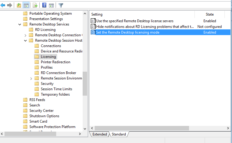 windows rds server 2019 licensing mode