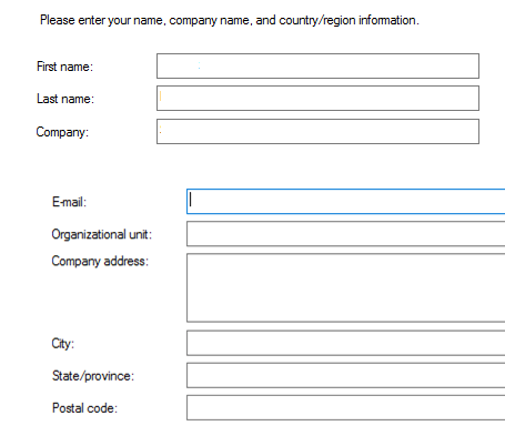 windows rds server organisation information